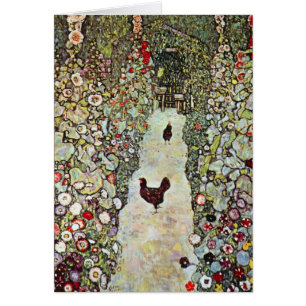 Chemin de jardin avec des poulets par Gustav Klimt