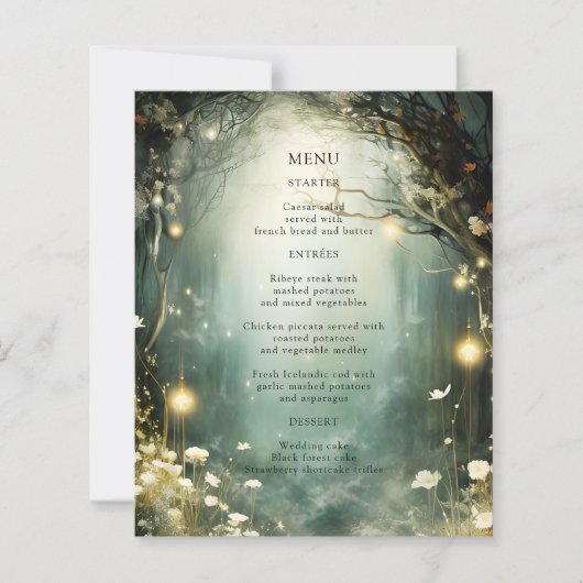 Chemin de jardin forestier enchanté - Menu Mariage (Devant)