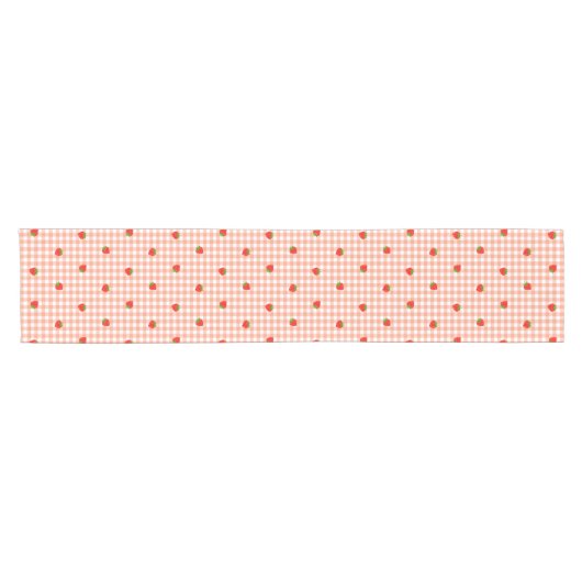 CHEMIN DE TABLE COURT いちご&ギンガムチェック(サーモンピンク) (Horizontal)