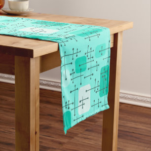 Chemin De Table Court 1950 Eames Era Art Crosshairs Turquoise