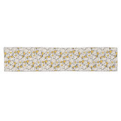 Chemin De Table Court Abstrait imprimé noir jaune floral (Horizontal)