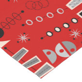 Chemin De Table Court Abstrait rouge du milieu du siècle  (Coin)