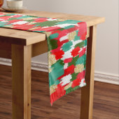 Chemin De Table Court Abstrait rouge et vert (In Situ)