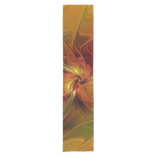 Chemin De Table Court Abstrait Rouge Orange Brown Vert Fractal Art Flowe (Devant)