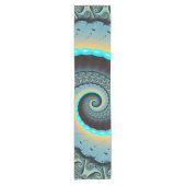 Chemin De Table Court Abstraite spirale d'art fractal bleu turquoise ora (Devant)