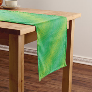 Chemin De Table Court Acceptation Motif de Shibori jaune bleu