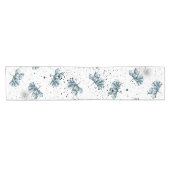 Chemin De Table Court Acier peint à la main bleu Floral (Horizontal)