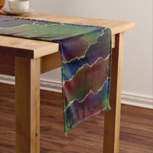 Chemin De Table Court Agate foncé intense Moody Rainbow Jewel Tone
