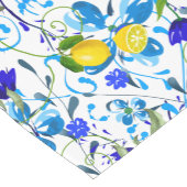 Chemin De Table Court Agrumes d'été, citrons, fleurs méditerranéennes (Coin)