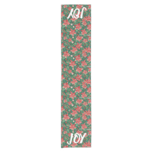 Chemin De Table Court AI Joy Holly et Poinsettia Table Runner