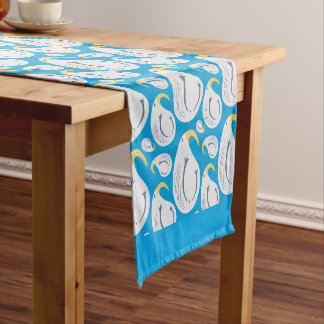 Chemin De Table Court Albatross Blue et White Party
