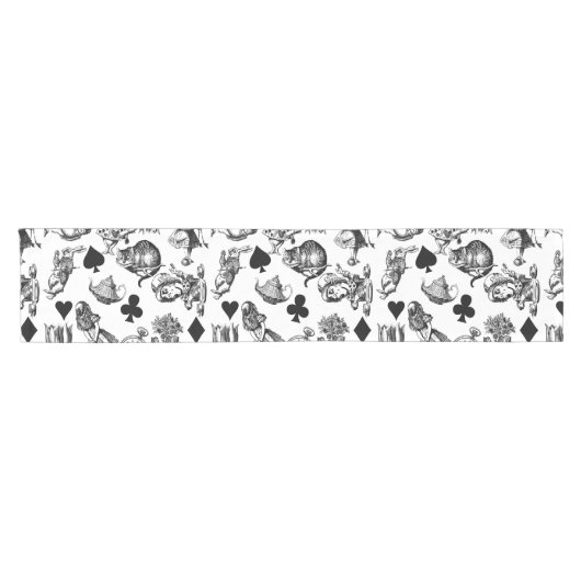 Chemin De Table Court Alice White Rabbit Wonderland Cheshire Cat (Horizontal)