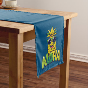 Chemin De Table Court Aloha Pineapple Collection Runner Table Turquoise