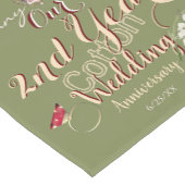 Chemin De Table Court Anniversaire du Mariage du coton de 2 ans (Coin)