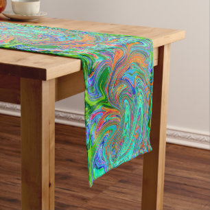 Chemin De Table Court Aqua, Orange et Vert Super Art rétro Abstrait
