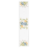 Chemin De Table Court Aquarelle Automne Bleu Orange Citrouille (Devant)