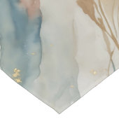 Chemin De Table Court Aquarelle beige et bleu Marbre Abstrait (Coin)