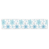 Chemin De Table Court Aquarelle Blue & Silver Parties scintillant Winter (Horizontal)