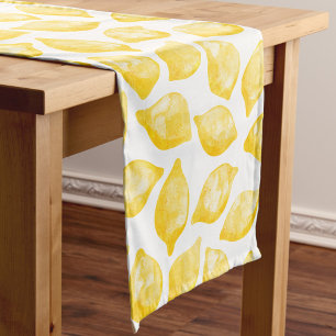 Chemin De Table Court Aquarelle Citron Motif