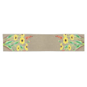 Chemin De Table Court Aquarelle Fleurs jaunes sur Burlap (Horizontal)