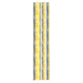 Chemin De Table Court Aquarelle gris jaune blanc rayé (Devant)