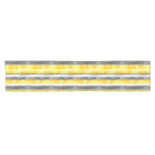 Chemin De Table Court Aquarelle gris jaune blanc rayé (Horizontal)