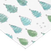 Chemin De Table Court Aquarelle Noël Arbres verts (Coin)