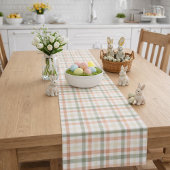 Chemin De Table Court Aquarelle Pêche vert Plat