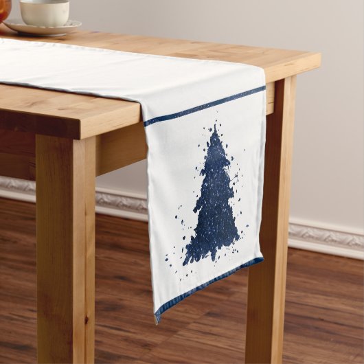 Chemin De Table Court Arbre de Noël Moody | Classy Dark Navy Bleu (In Situ)