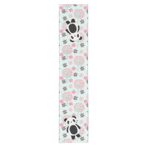 Chemin De Table Court Arbres, fleurs et ours de panda