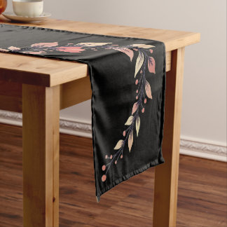 Chemin De Table Court Argile rose élégante et noir