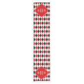 Chemin De Table Court Arlequin noir blanc rouge Quatrefoil rouge 3 Monog (Devant)