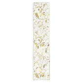 Chemin De Table Court Arrière - plan blanc Gold Damask (Devant)