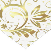 Chemin De Table Court Arrière - plan blanc Gold Damask (Coin)
