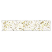 Chemin De Table Court Arrière - plan blanc Gold Damask (Horizontal)