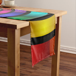 Chemin De Table Court Arrondi et psychédélique coloré Art moderne fracta