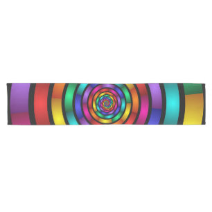 Chemin De Table Court Arrondi et psychédélique coloré Art moderne fracta