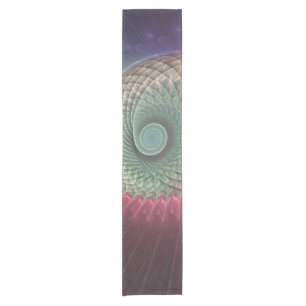Chemin De Table Court Art abstrait d'escargot coloré moderne fractal