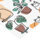 Chemin De Table Court Art de trait dessin chats et fleurs (Coin)