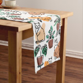 Chemin De Table Court Art de trait dessin chats et fleurs (In Situ)