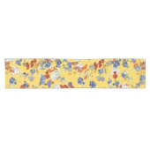 Chemin De Table Court Art Moderne Bleu Fleurs rouges moutarde Jaune (Horizontal)