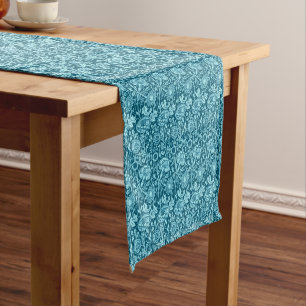 Chemin De Table Court Art nouveau Carnation Damask, Indigo et Sky Blue