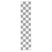 Chemin De Table Court Ash Grey White Checkered Check Pattern (Devant)