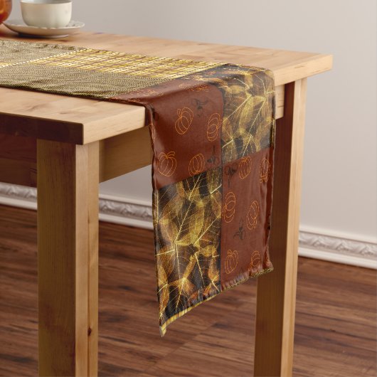 Chemin De Table Court Automne 4 coins 2 Design Tons chauds (In Situ)