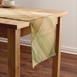 Chemin De Table Court Automne Daisy Crème et Carreaux Verts