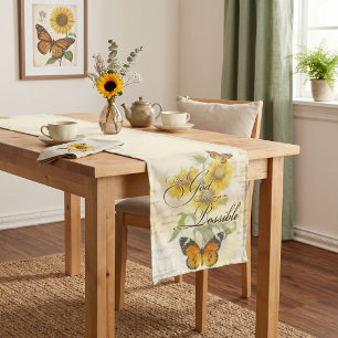 Chemin De Table Court Avec Dieu tournesols et papillon