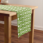 Chemin De Table Court Avocado Green Gingham Heart Patch Plaid (In Situ)