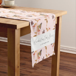 Chemin De Table Court Baby shower de filles papillon rose moderne Boho