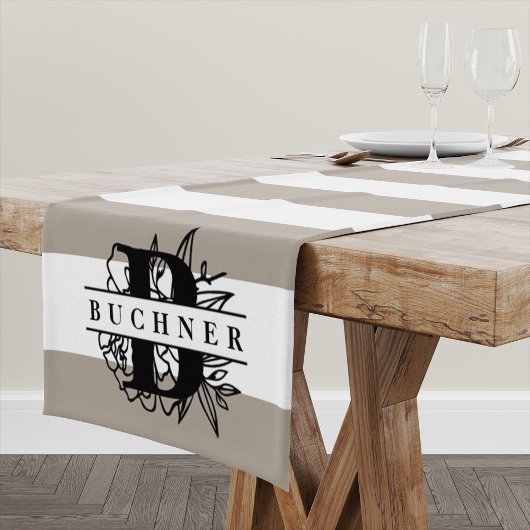 Chemin De Table Court Bande de monogramme de jardin secret
