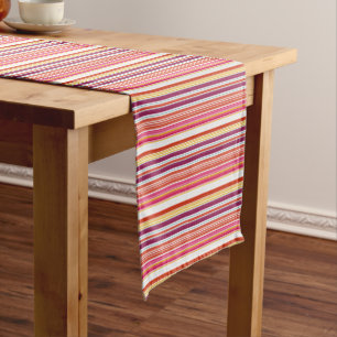 Chemin De Table Court Bandes brunes rose mignonnes